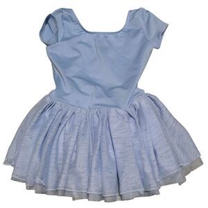 Bloch Sky Blue Kids Dance Leotard Full Skirt Attached (Rare)